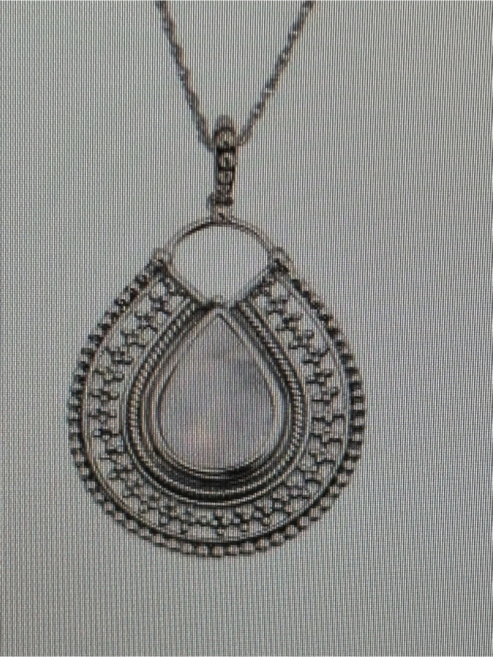 Delicate Silver Teardrop Necklace with White Center